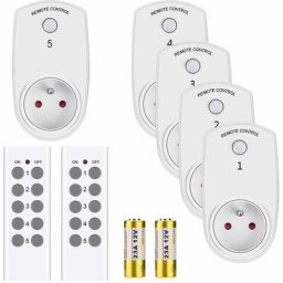 Lot de 5 Prises Smart et Télécommandées, Prise Télécommandée Sans Fil avec 2 Télécommandes Prises