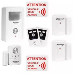 Ultra Secure - Kit alarme utilitaire confort 1 - Détecteur mouvement + ouverture/vibration + 2
