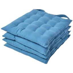 Homescapes - Lot de 4 galettes de chaise Capitonnée Bleu foncé 40 x 40 cm - Bleu Foncé