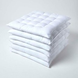 Homescapes - Lot de 6 Galette de Chaise Capitonnéee 40 x 40 cm Blanc - Blanc