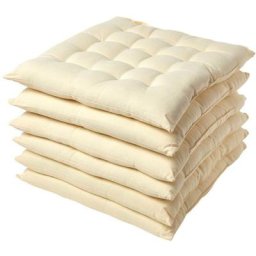 Homescapes - Lot de 6 Galette de Chaise Capitonnée 40 x 40 cm Crème - Crème