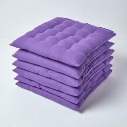 Homescapes - Lot de 6 Galette de Chaise Capitonnée 40 x 40 cm Violet - Violet