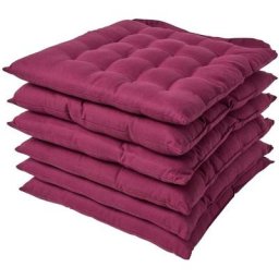 Homescapes - Lot de 6 Galette de Chaise Capitonnée 40 x 40 cm Prune - Prune