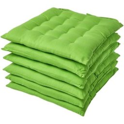 Homescapes - Lot de 6 Galette de Chaise Capitonnée 40 x 40 cm Vert pomme - Vert