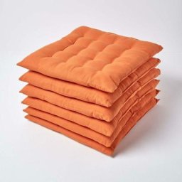 Homescapes - Lot de 6 galettes de chaise Capitonnée Terracotta 40 x 40 cm - Terracotta