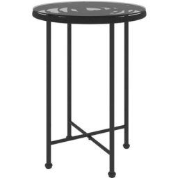 Table de salle à manger Noir Ø55 cm Verre trempé et acier Vidaxl Noir
