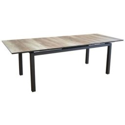 Proloisirs - Table de jardin rectangulaire extensible Tahaa plateau Fundermax® graphite/wood
