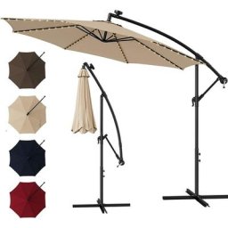 Relax4life - Parasol Lumineux Inclinable avec Éclairage Solaire sur Baleines, Interrupteur