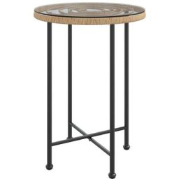 Table de salle à manger Ø55 cm Verre trempé et acier Vidaxl Marron