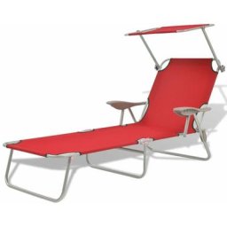 Chaise longue | Bain de soleil Transat avec auvent Acier Rouge 20844 - Rouge