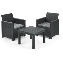 Keter - Set 2 Poltrone + Tavolino Aperto emma balcony Grafite