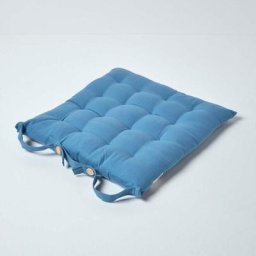 Homescapes - Galette de chaise Capitonnée Bleu foncé 40 x 40 cm - Bleu Foncé