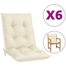 Coussins de chaise de jardin à dossier bas lot de 6 crème Vidaxl Crème