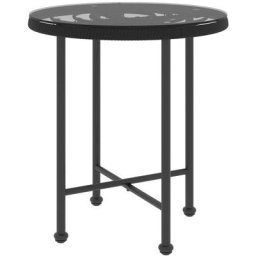 Table de salle à manger Noir Ø50 cm Verre trempé et acier Vidaxl Noir