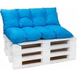 Set Coussins pour palettes, Assise 120 x 60 et Dossier 120 x 50cm, coussin palette extérieur Bleu