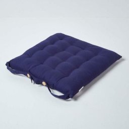 HOMESCAPES Galette de chaise Capitonnée Rayures 40 x 40 cm Bleu Marine - Bleu Marine