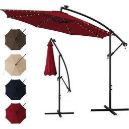 Relax4life - Parasol Lumineux Inclinable avec Éclairage Solaire sur Baleines, Interrupteur