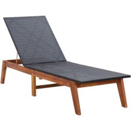Bain de soleil Chaise de jardin Transat de jardin - Résine tressée et bois d'acacia massif BV171781
