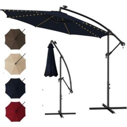Relax4life - Parasol Lumineux Inclinable avec Éclairage Solaire sur Baleines, Interrupteur