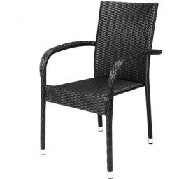 Set de 4 chaises de jardin Casaria en Polyrotin Accoudoirs arrondis Empilables Résistant aux