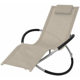 Joli® Mode Bain de soleil patio extérieur - Chaise longue géométrique d'extérieur Acier Crème
