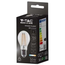 VT-2288D Ampoule led dimmable 8W E27 3000k A67 lampe à incandescence en verre transparent sku