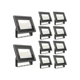 Lot de 10 Projecteurs led Extérieur V-tac 30W IP65 Noir VT-4934 - 110 deg - Blanc neutre - 4000K