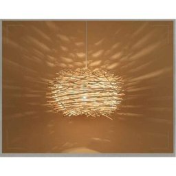 Suspension Led Lustre En Rotin Tissé à La Main Abat-Jour RéTro CréAtif Nid D'Oiseau Lustre Tissé