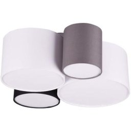 Trio Leuchten 693900417 Plafonnier Hotel En Tissu Blanc/noir/gris 1 X E27