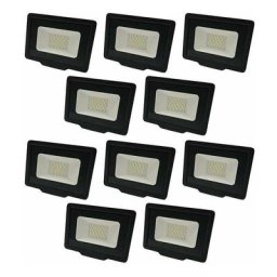 Optonica - Lot de 10 Projecteurs led Noirs 20W (100W) Étanche IP65 1600lm - Blanc Naturel 4500K