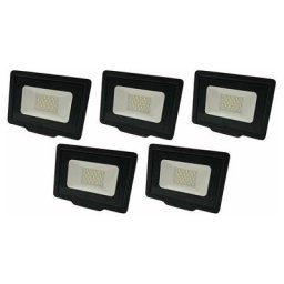 Lot de 5 Projecteurs led Noirs 20W (100W) Étanche IP65 1600lm - Blanc du Jour 6000K