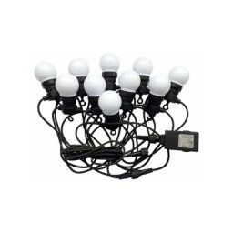 Caténaire 5mt avec 10 mini ampoules led Globo 5W couleur blanche avec Shuko et transformateur 3000K