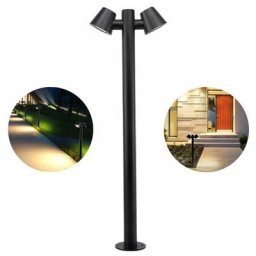 Lampadaire double en acier 2xGU10 Max 35W IP44 Noir - Noir