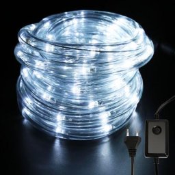 Tube Lumineux Extérieur led Guirlande Lumineuse Décoration et Adapteur d'alimentation Blanc