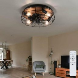 Ventilateur de plafond avec télécommande plafonnier ventilateur de salon in aspect bois, métal