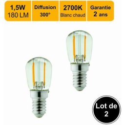 Lot de 2 ampoules led filament E14 1.5W 180Lm 2700K - ST26 Frigo / Machine à coudre - garantie 2 ans