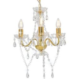 Lustre avec perles Doré Rond 3 x E14 Vidaxl Doré