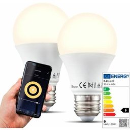 Set de 2 ampoules led connectées E27 9W compatibles Alexa Google Home voice contrôle