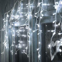 20m 600 led Pluie Verglaçante Glaçon Noël Jardin Lumières Rideau Guirlande Lumineuse, Blanc Froid