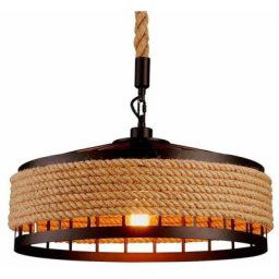Retro Suspension Luminaire Industriel 40cm Noir , La lumière au plafond en fer Corde de chanvre