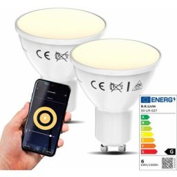 Lot de 2 ampoules led connectées GU10 compatibles Alexa et Google Home voice contrôle 5,5W