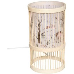 Atmosphera - Lampe à poser en bambou motifs de la forêt - Beige - 16 x h 28 cm - Livraison gratuite