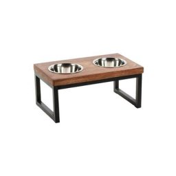 Twin Feeder - Support gamelles bois et cadre en métal Désignation : Support - 2 x 370 ml 290683