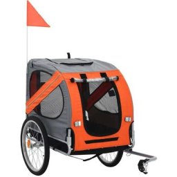 Topdeal Remorque de vélo pour chiens Orange et gris FF91764FR
