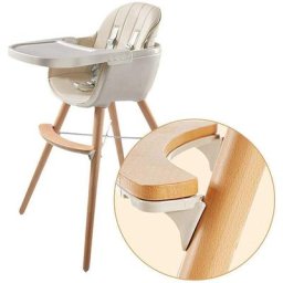 Chaise Haute Bébé 2 en 1 en Bois avec 2 Hauteurs et Plateau Réglables,Ceinture de Sécurité