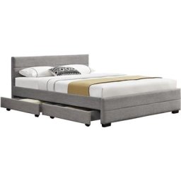 Lit Ivar lin Gris souris 180x200 cm 4 tiroirs - Gris foncé