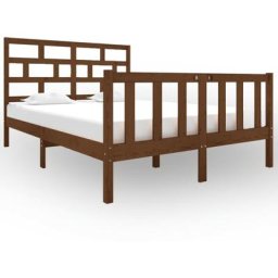 Vidaxl - Cadre de lit Marron miel Bois de pin massif 135x190 cm Double Honey brown