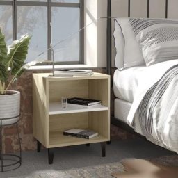 Lot de 2 Tables de nuit - Moderne Tables de chevet 2 pcs Blanc et chêne sonoma 40x30x50 cm FR63365