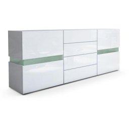 Buffet Commode Crédence Dressoir Flow en Blanc ou Noir haute brillance - Blanc Corps haute