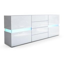 Buffet Commode Crédence Dressoir Flow en Blanc ou Noir haute brillance - Blanc Corps haute